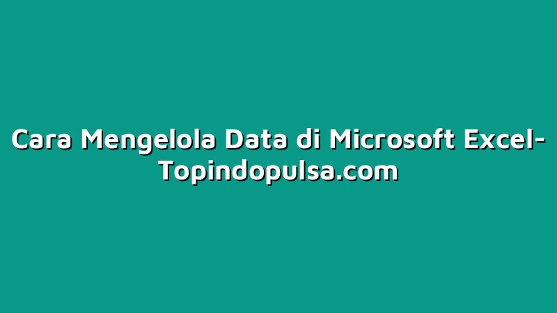Cara Mengelola Data di Microsoft Excel