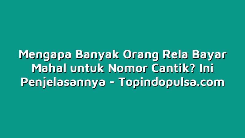 Mengapa Banyak Orang Rela Bayar Mahal untuk Nomor Cantik? Ini Penjelasannya