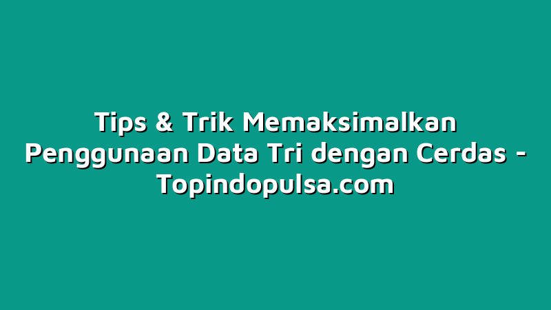 Tips & Trik Memaksimalkan Penggunaan Data Tri dengan Cerdas