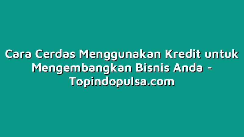 Cara Cerdas Menggunakan Kredit untuk Mengembangkan Bisnis Anda