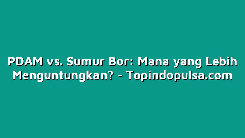 PDAM vs. Sumur Bor: Mana yang Lebih Menguntungkan?