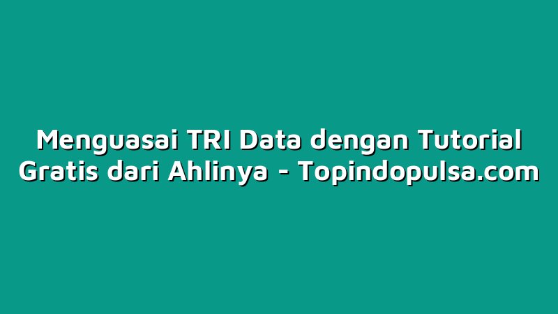 Menguasai TRI Data dengan Tutorial Gratis dari Ahlinya