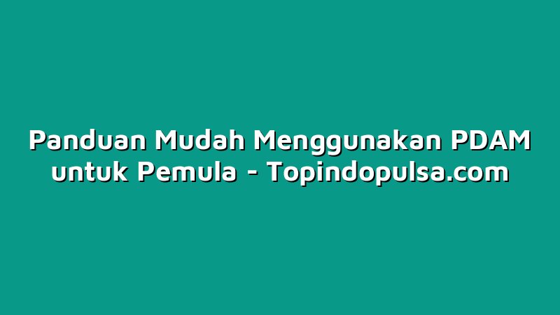 Panduan Mudah Menggunakan PDAM untuk Pemula