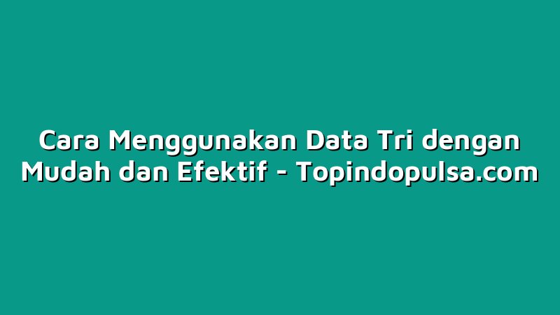 Cara Menggunakan Data Tri dengan Mudah dan Efektif
